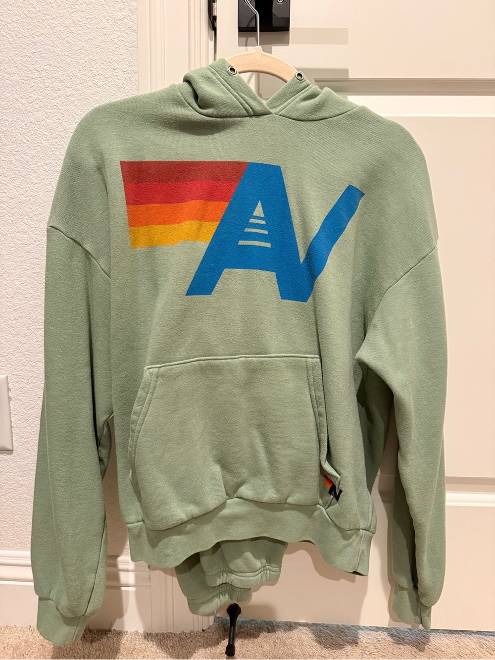 Aviator Nation Sage Green Hoodie Sweatpants SET both XS - Picture 2 of 6